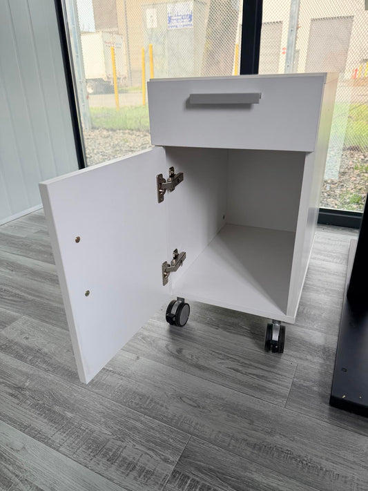 White Mobile Office Storage Cabinet with Drawer and Door