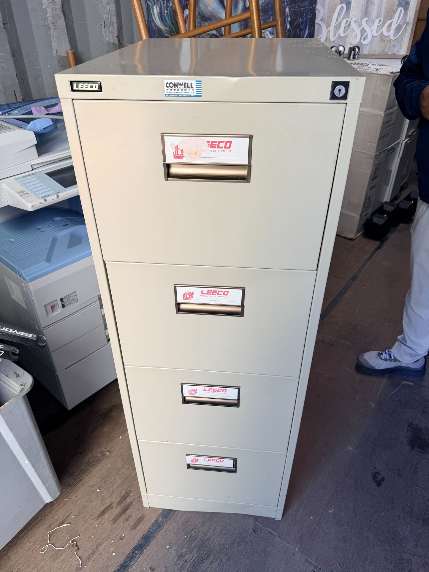 Leeco 4-Drawer Vertical File Cabinet — Locking, Letter Size