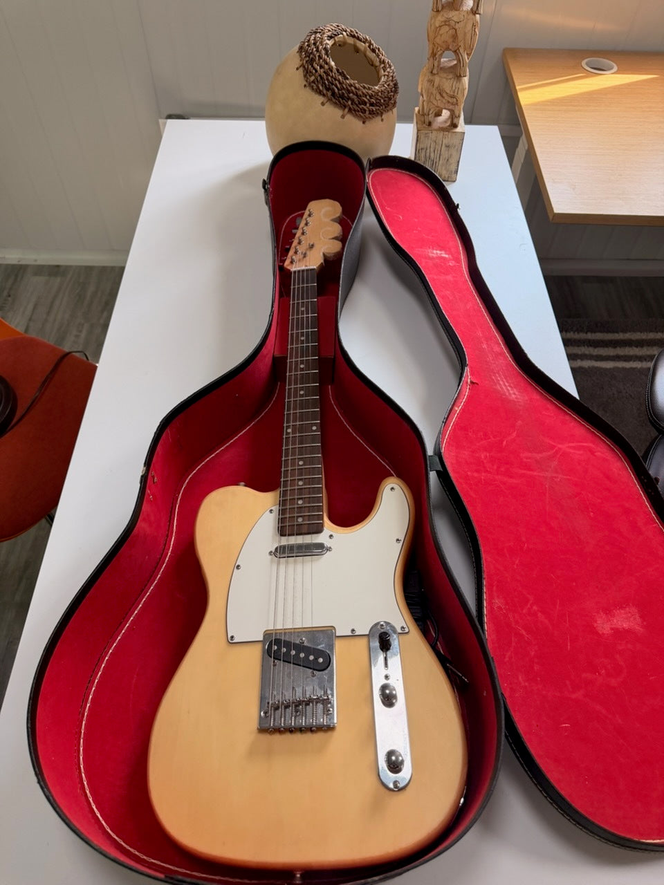 Telecaster-Style Electric Guitar with Hard Shell Case — Natural Finish