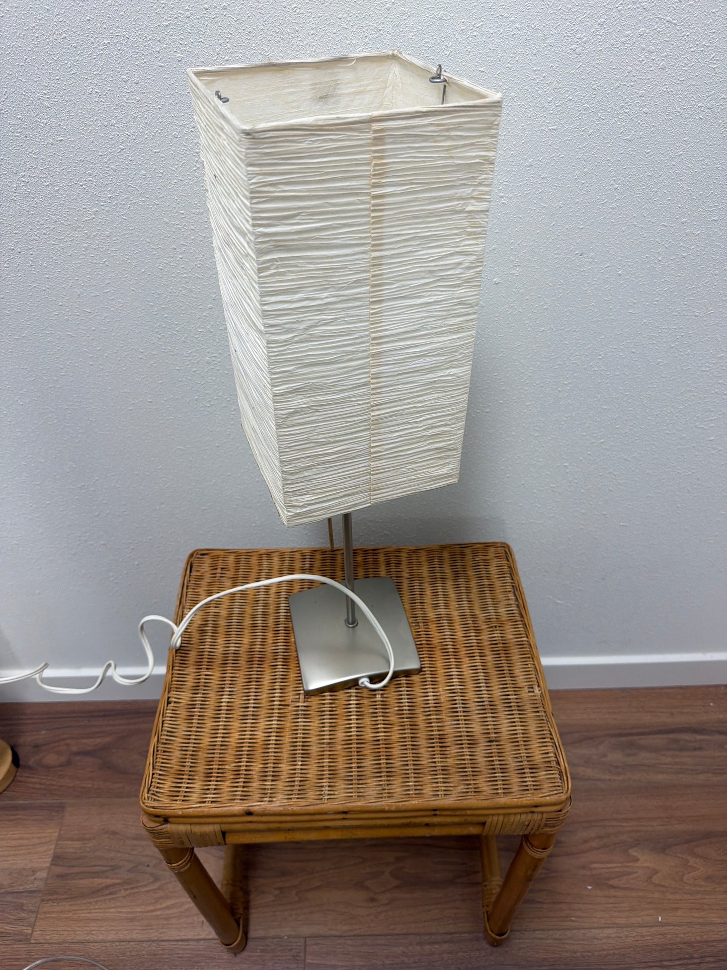 Rice Paper Square Table Lamp — Brushed Nickel Base