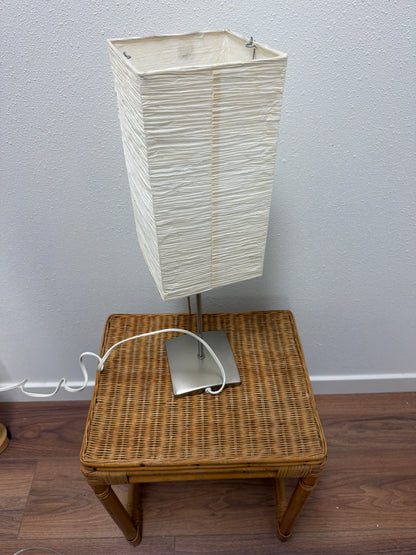 Rice Paper Square Table Lamp — Brushed Nickel Base