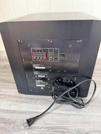 Yamaha YST-SW216 subwoofer rear panel with inputs and controls