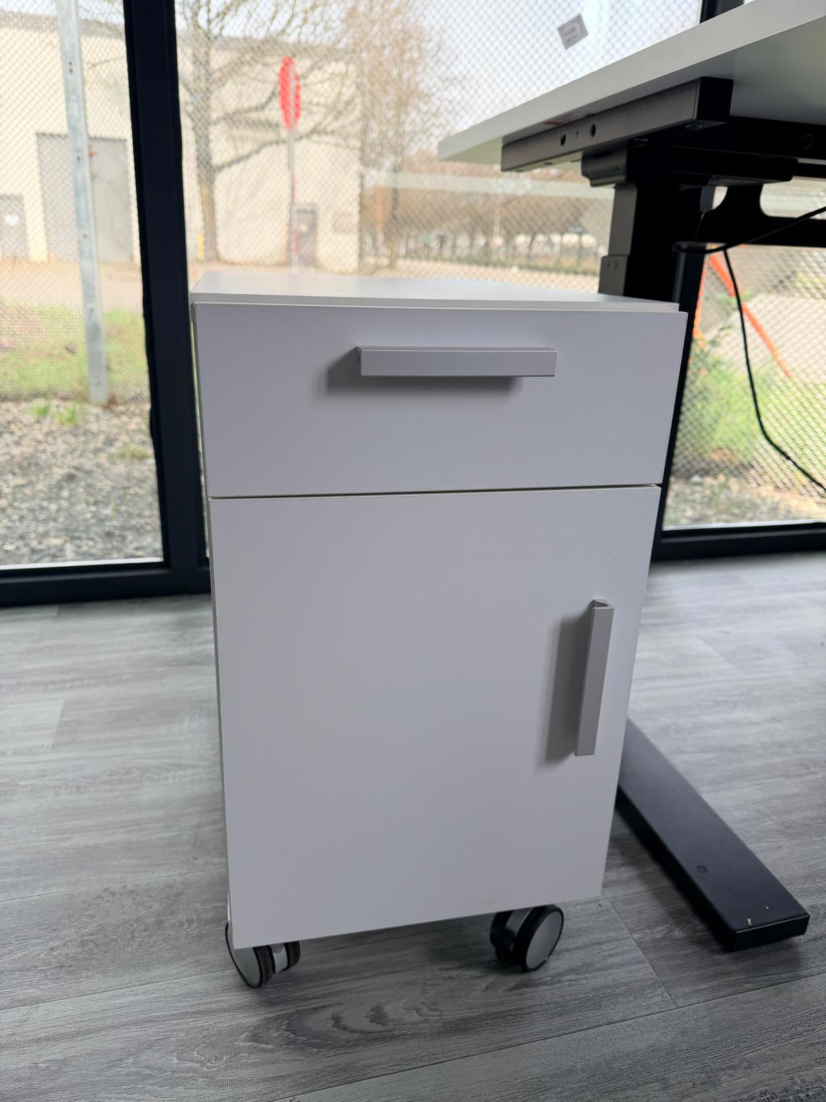 White Mobile Office Storage Cabinet with Drawer and Door