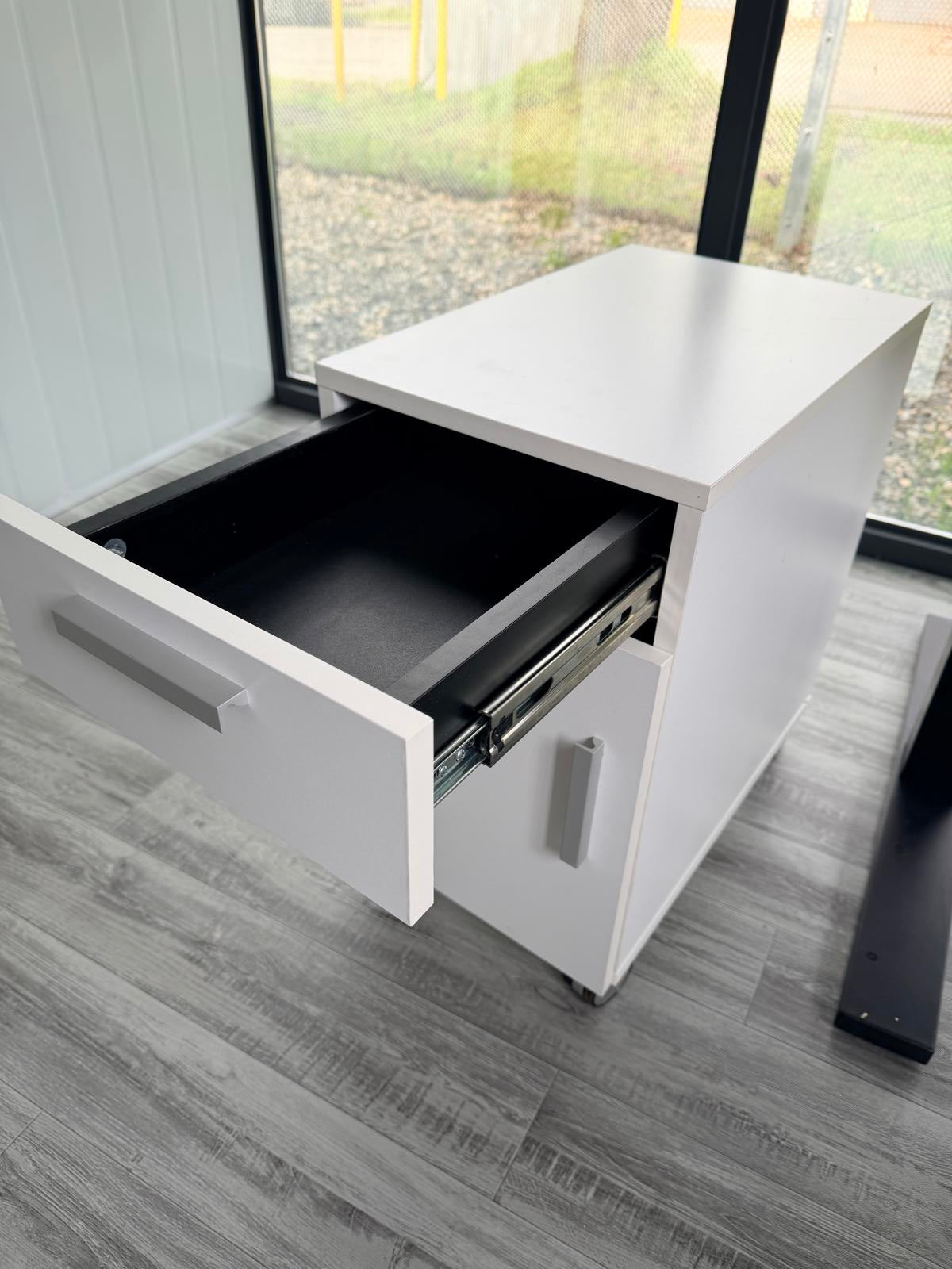 White Mobile Office Storage Cabinet with Drawer and Door