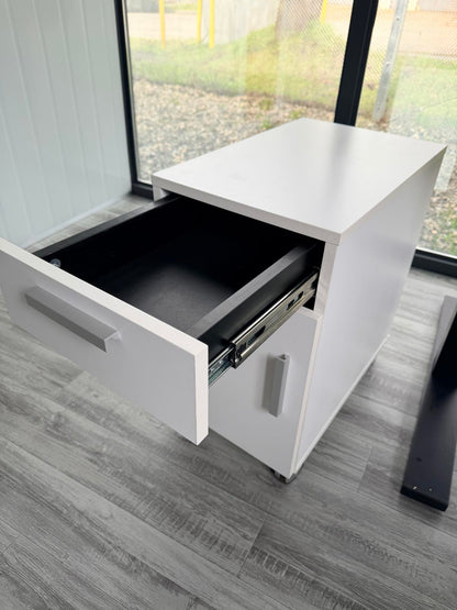 White Mobile Office Storage Cabinet with Drawer and Door