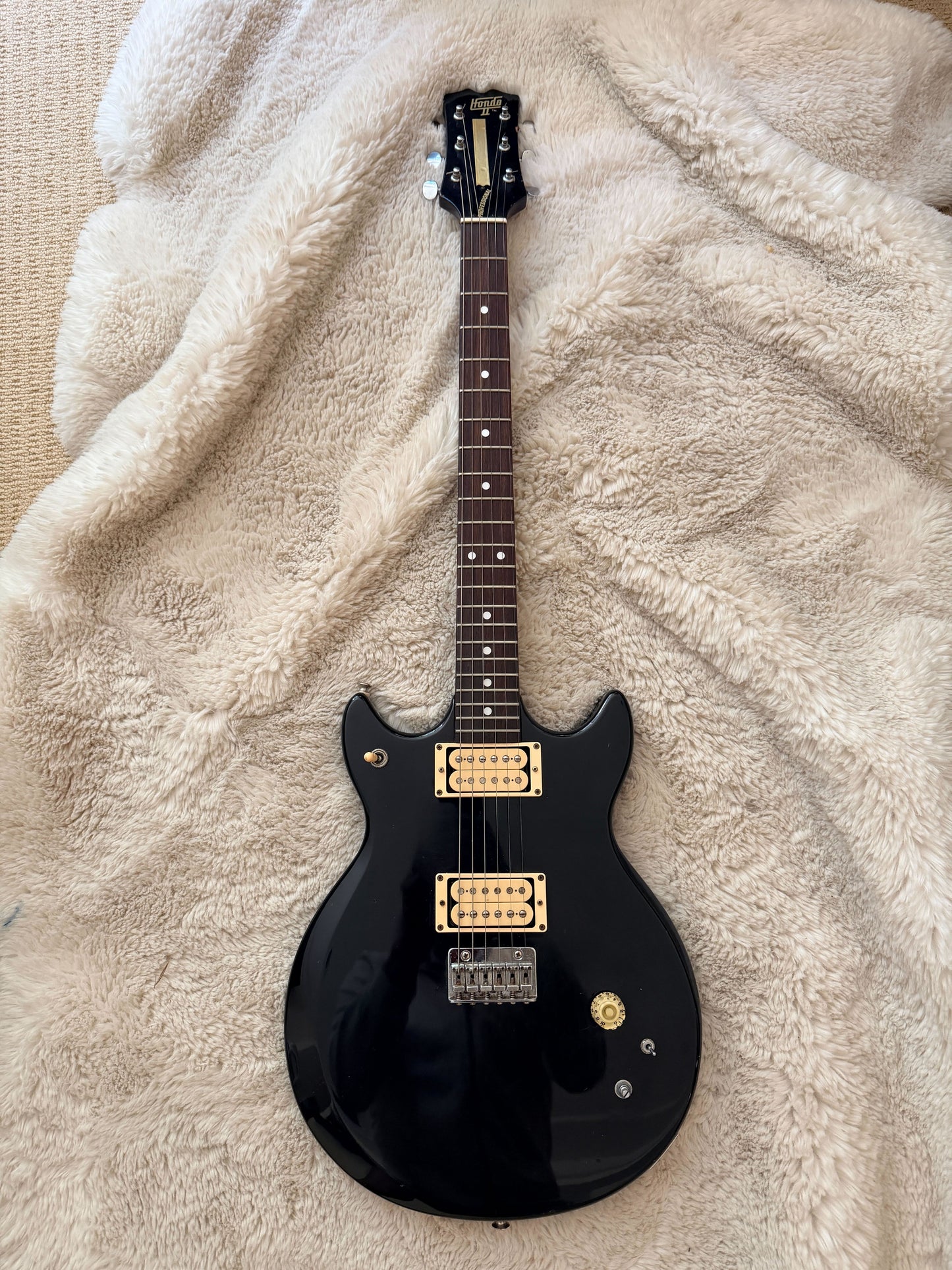Hondo II Professional Electric Guitar — Black, Twin Humbuckers
