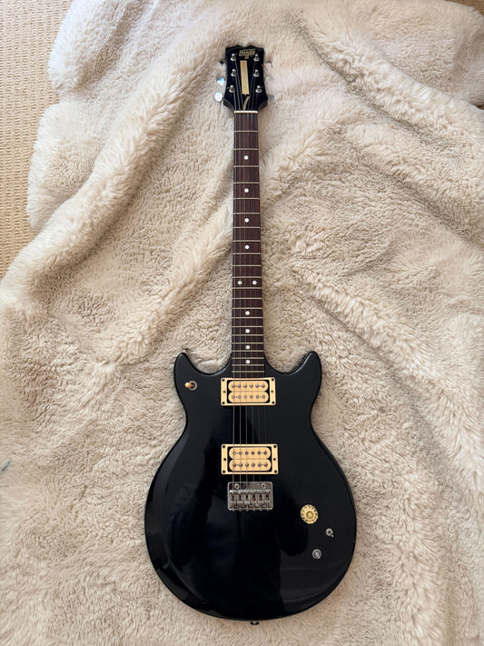 Hondo II Professional Electric Guitar — Black, Twin Humbuckers