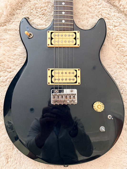 Hondo II Professional Electric Guitar — Black, Twin Humbuckers