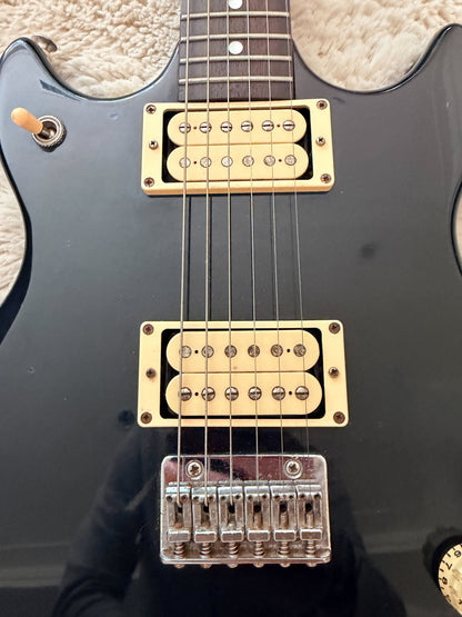 Hondo II Professional Electric Guitar — Black, Twin Humbuckers
