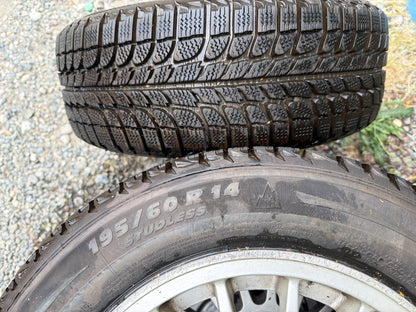 Audi OEM 14" Alloy Wheels with Michelin 195/60 R14 Studless Winter Tires — Set of 4