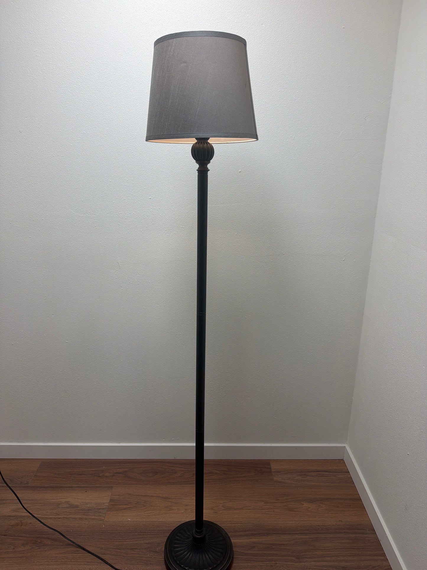 Classic Floor Lamp — Dark Bronze Finish / Gray Drum Shade