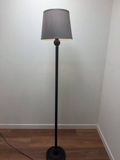 Classic Floor Lamp — Dark Bronze Finish / Gray Drum Shade