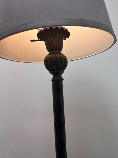 Classic Floor Lamp — Dark Bronze Finish / Gray Drum Shade