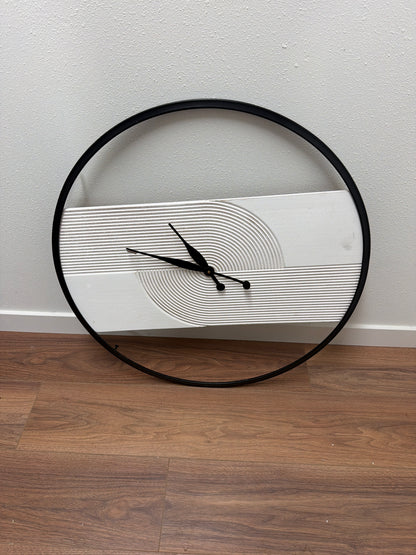 Modern Geometric Wall Clock — Black Metal Ring, White Minimalist Face