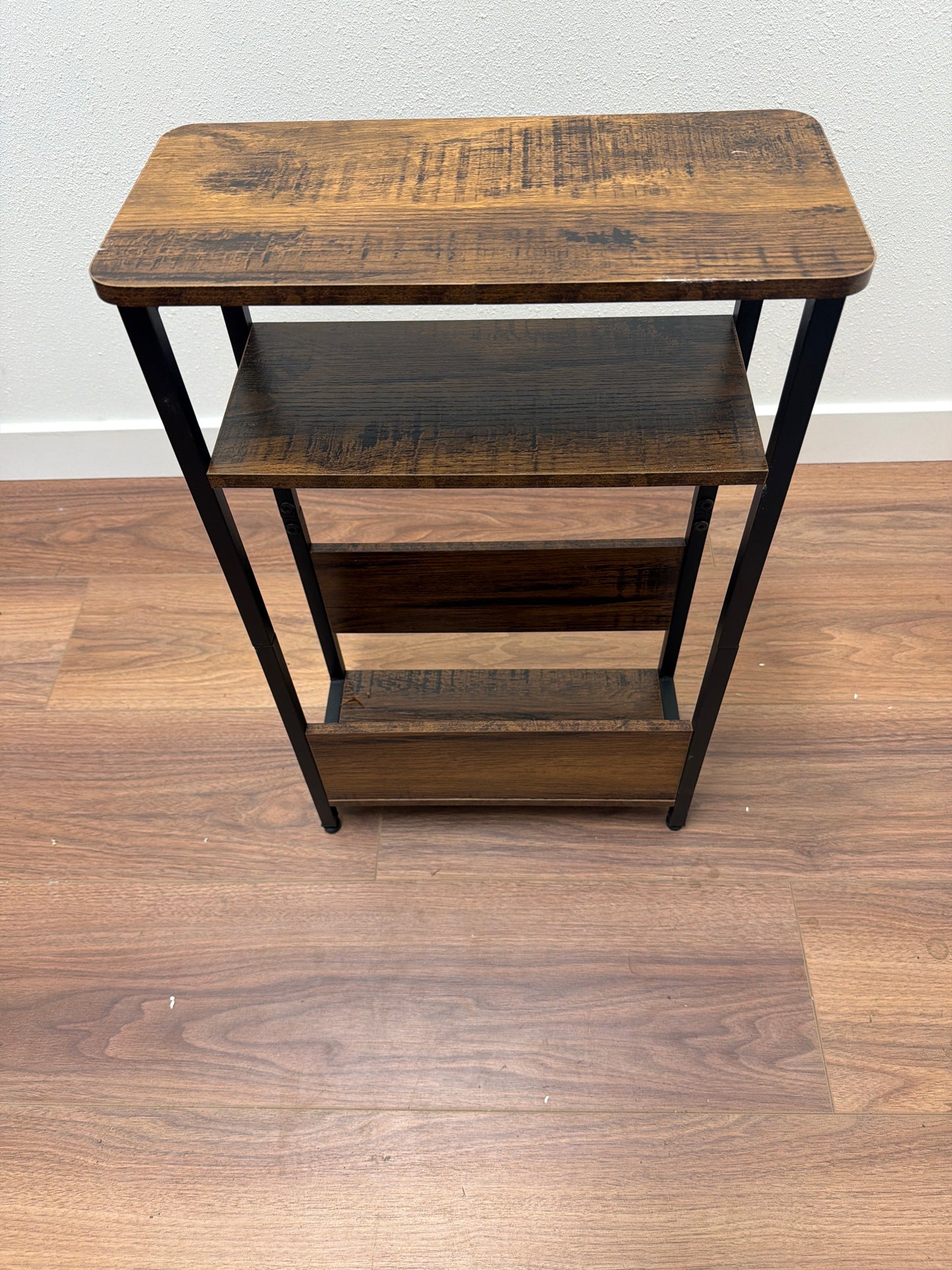 3-Shelf Industrial Bookshelf — Rustic Wood + Black Metal Frame