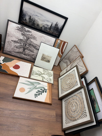 Framed Wall Art Bundle — 10+ Mixed Prints, Botanical / Abstract / Landscape