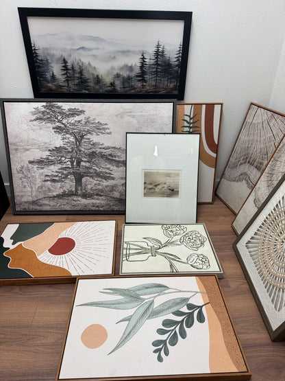 Framed Wall Art Bundle — 10+ Mixed Prints, Botanical / Abstract / Landscape