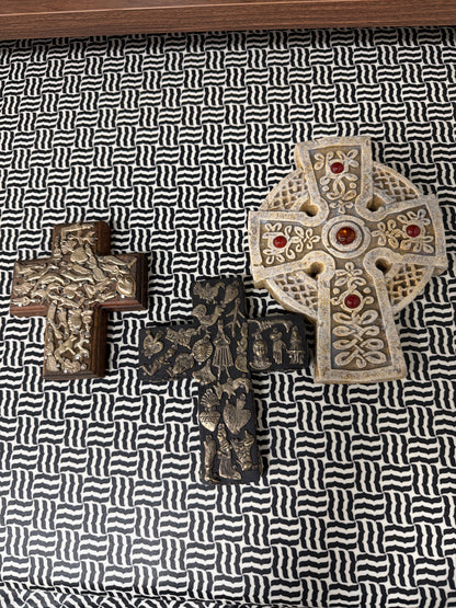 Decorative Wall Crosses — Set of 3, Mixed Styles (Celtic, Brass, Resin)
