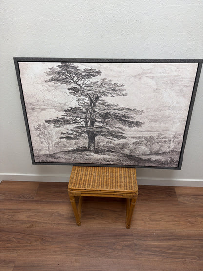 Framed Tree Landscape Wall Art — Large Charcoal Print