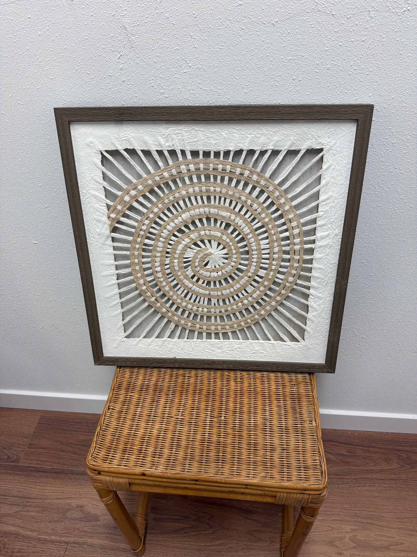 Woven Spiral Mandala Wall Art — Framed Textile Art