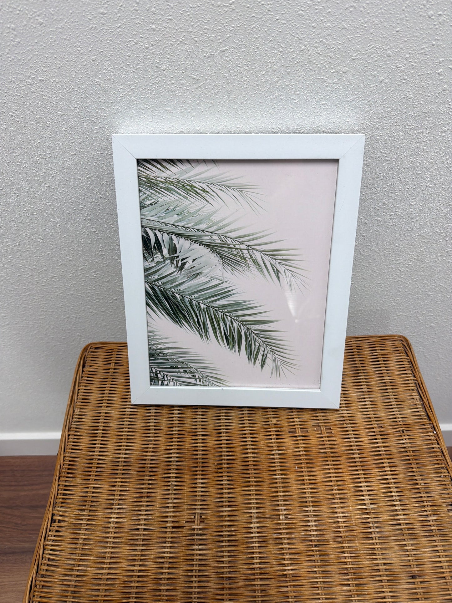 Framed Palm Frond Photo Print — Tropical Wall Art, White Frame