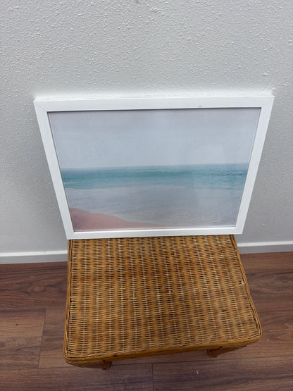 Framed Coastal Beach Photo Print — Minimalist Ocean Art, White Frame