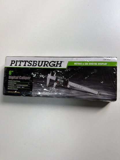 Pittsburgh 6" Digital Caliper — Metric & SAE, Stainless Steel, New in Box
