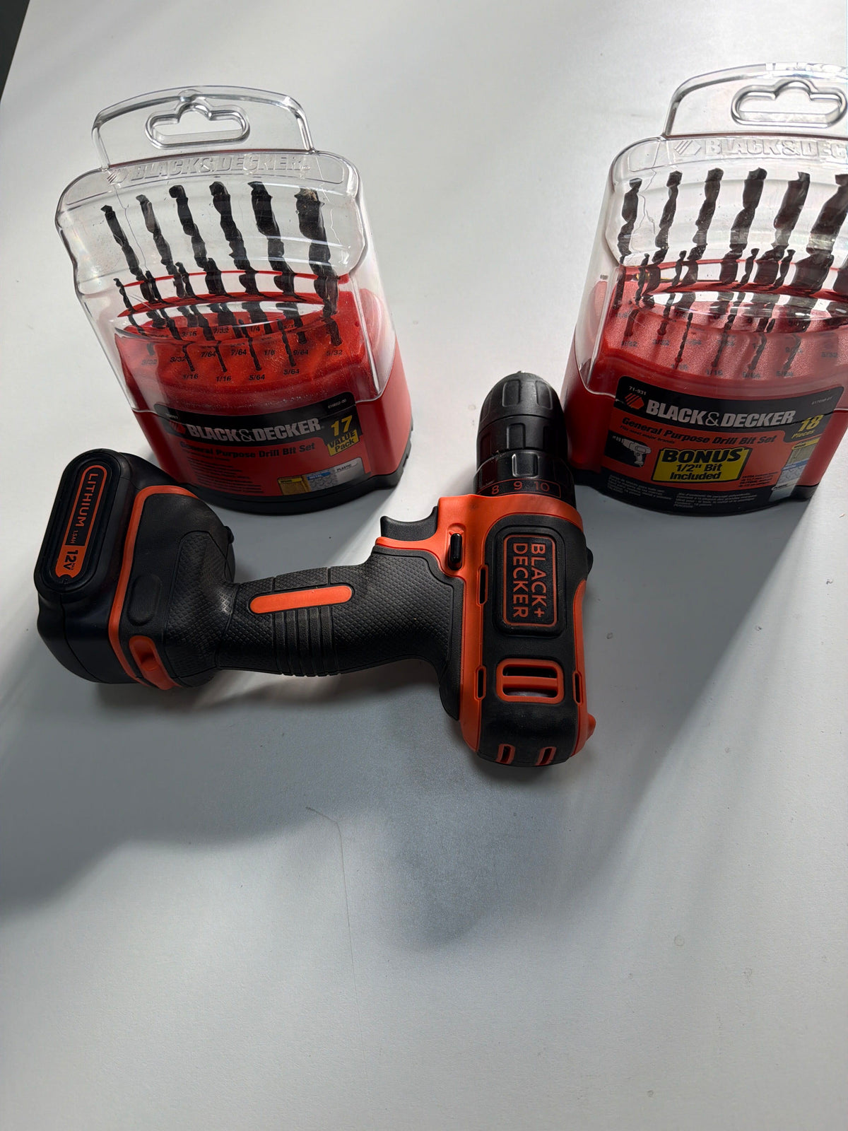 Black+Decker 12V Lithium Cordless Drill — With 2 Drill Bit Sets