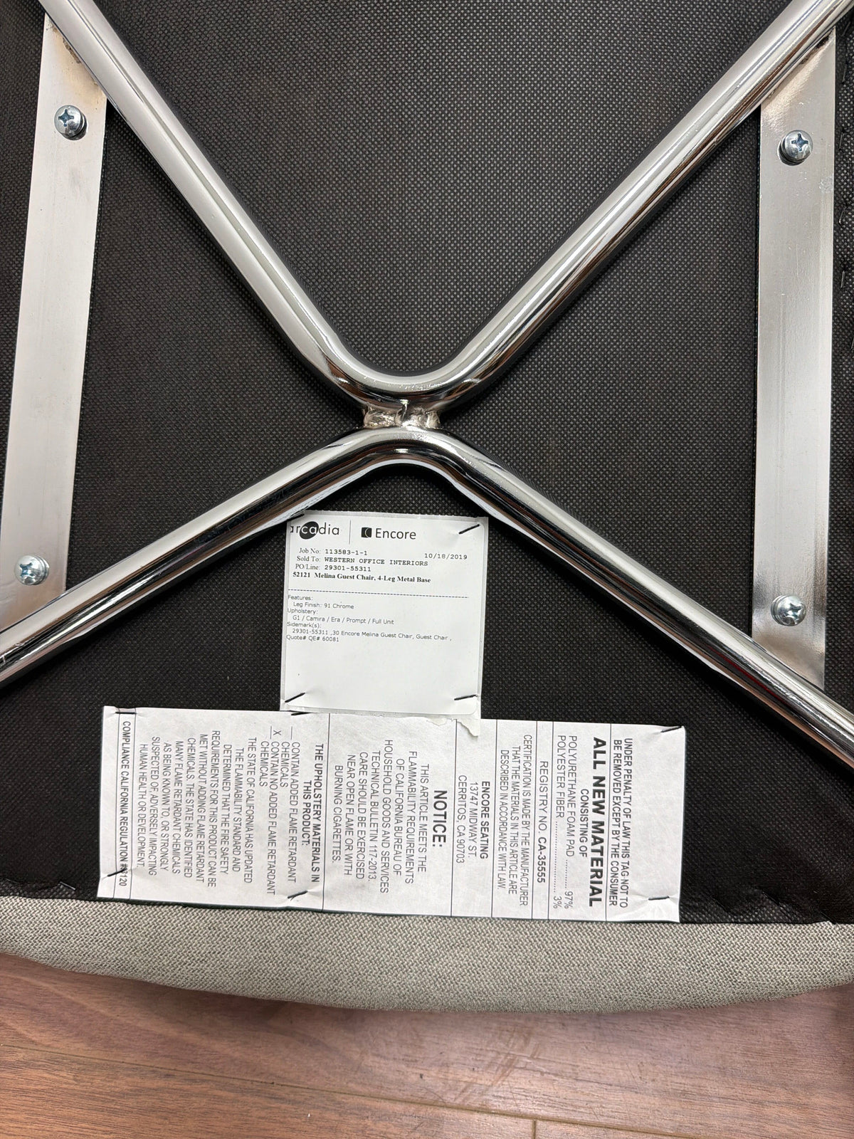 Arcadia Encore Melina Guest Chair — Sage Green / Chrome, Lot of 15