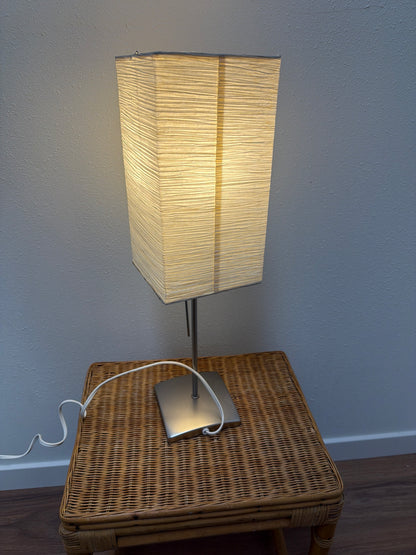Rice Paper Square Table Lamp — Brushed Nickel Base