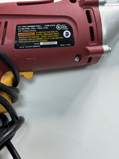 Chicago Electric Power Tools 1/2" VSR Hammer Drill — 6.5A, 2500 RPM